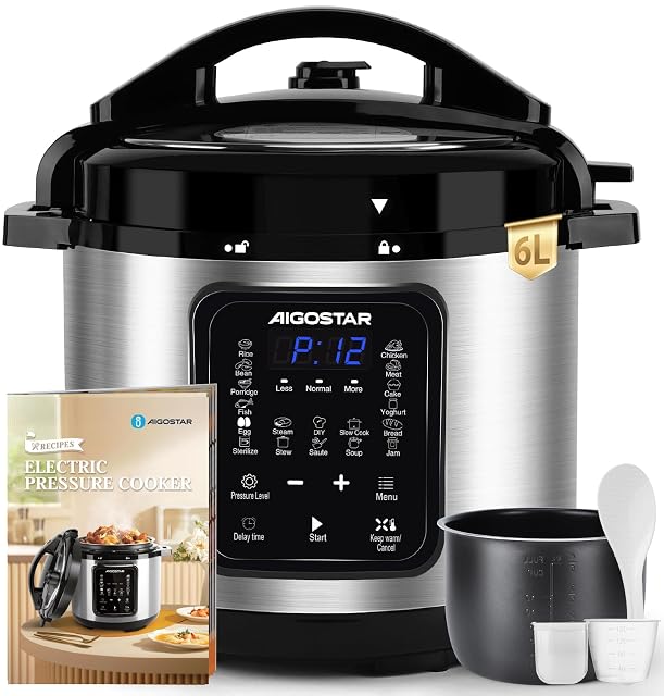 Aigostar 6-liter electric pressure cooker with digital control panel