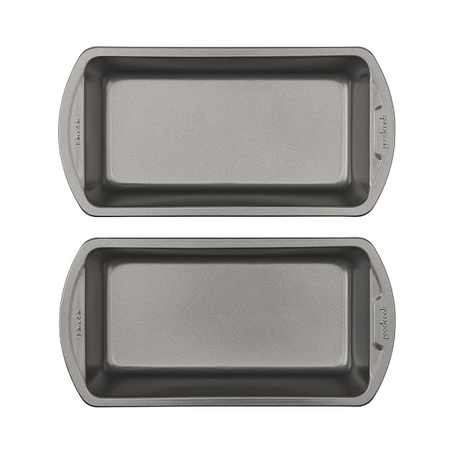 GoodCook gray nonstick 8 by 4 inch steel loaf pans set of two