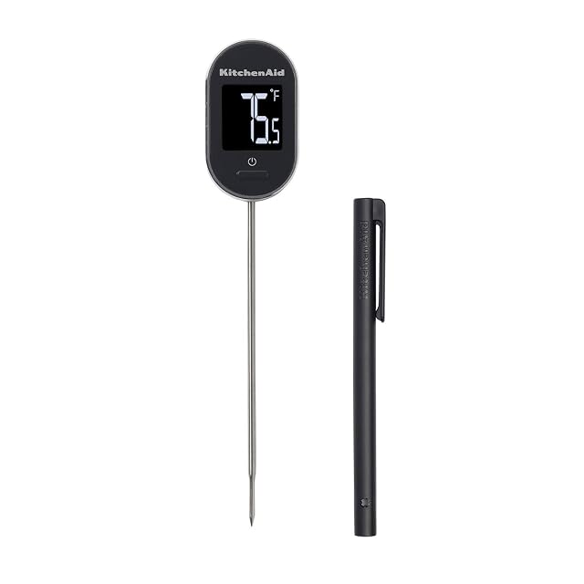 KitchenAid KQ904 black digital instant read food thermometer with pivoting display