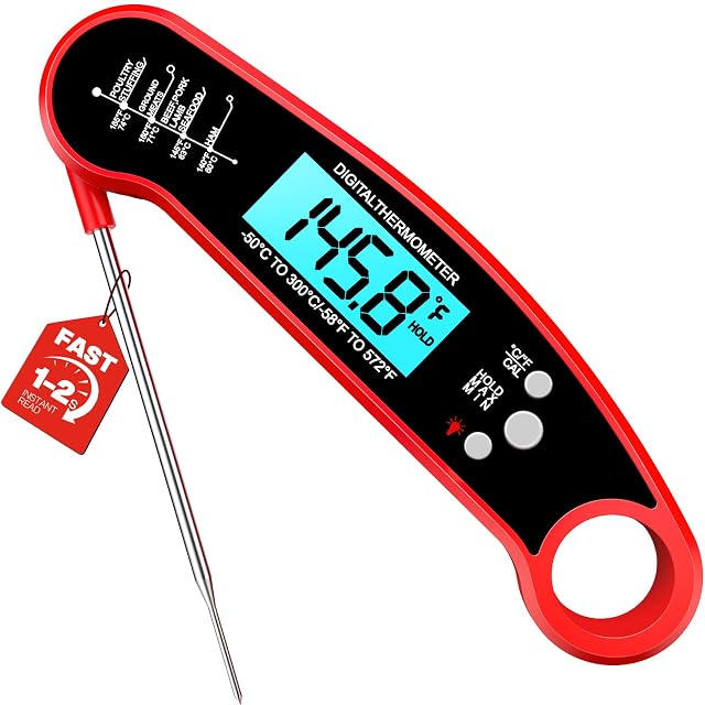 ONFIKY digital instant read meat thermometer with backlit display and magnet