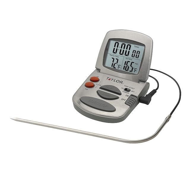 Taylor Precision programmable wired probe digital meat thermometer with stainless probe