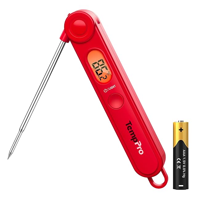 TempPro TempSwift folding probe digital meat thermometer with backlit display and magnet