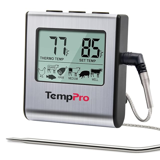 TempPro TempTrack large LCD leave-in meat thermometer with mesh cable probe