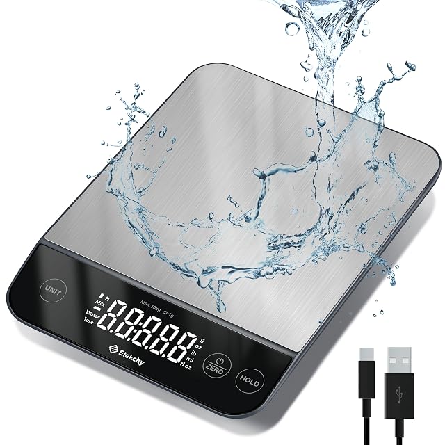 Etekcity 22 pound IPX6 waterproof USB rechargeable kitchen food scale