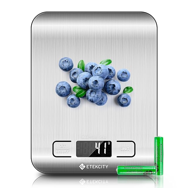 Etekcity digital food kitchen scale with backlit LCD and stainless platform