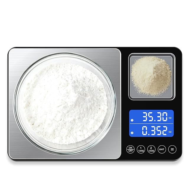 Letron dual platform digital kitchen scale with large and mini weighing platforms