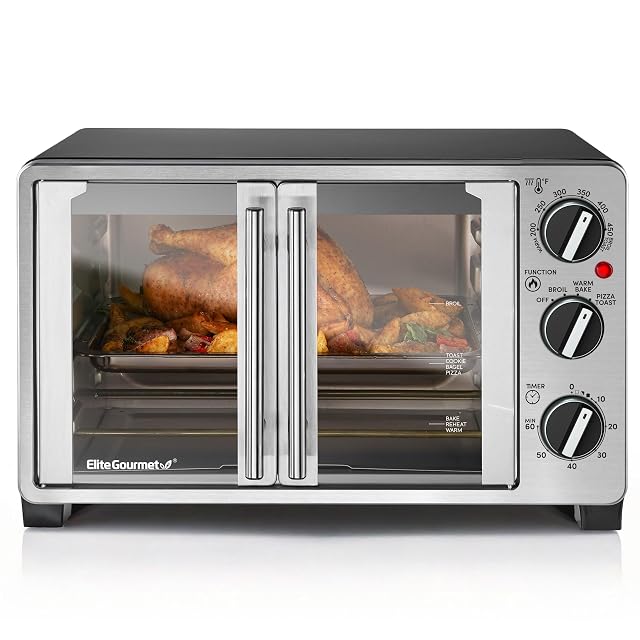 Elite Gourmet ETO2530M double French door countertop oven 25L stainless steel