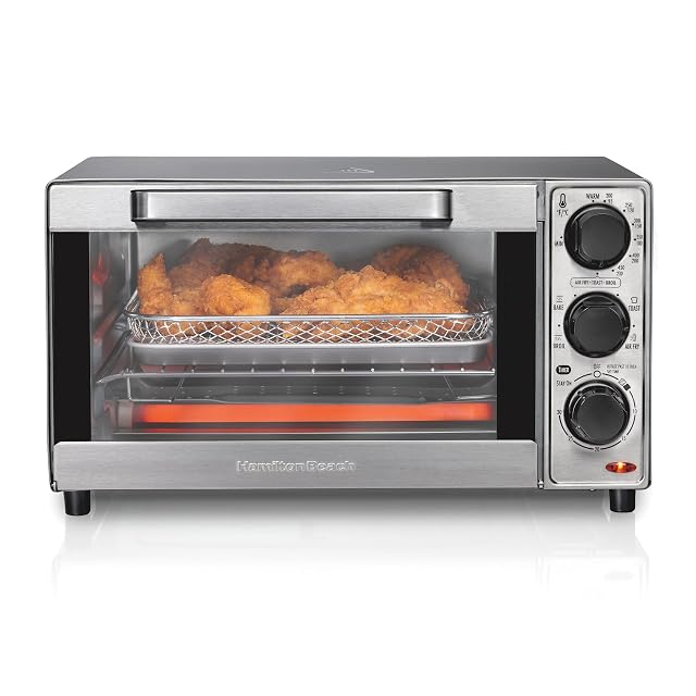 Hamilton Beach 4 slice countertop air fryer toaster oven combo stainless steel