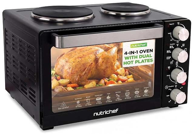 NutriChef PKRTO28 30 quart convection oven with rotisserie and dual hot plates