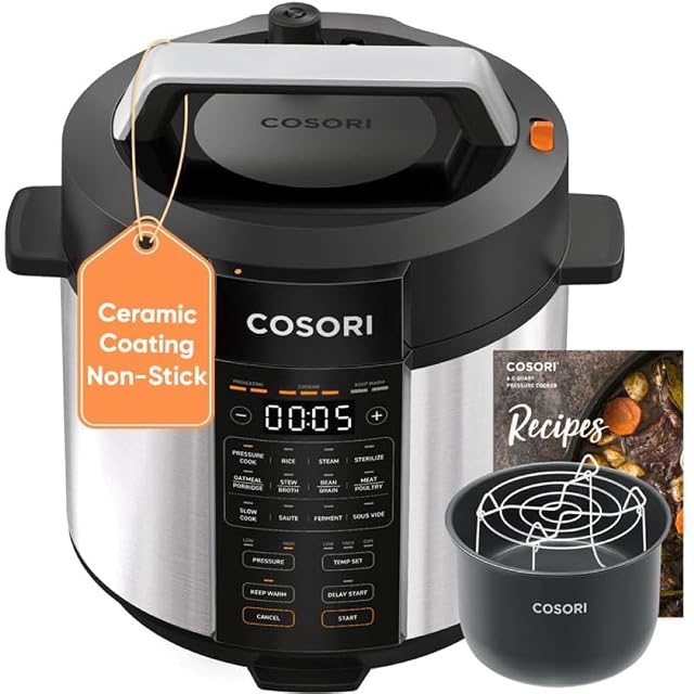Cosori 6 quart electric pressure cooker with stainless steel housing