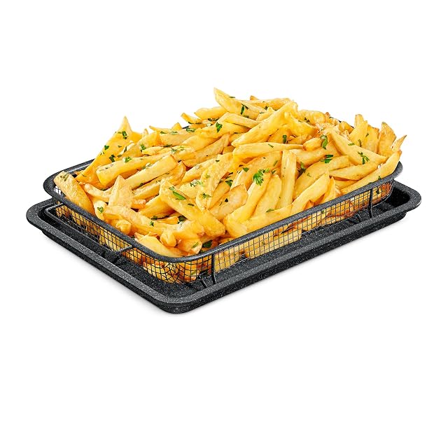 Bakken-Swiss grey marble crisper tray two piece set with removable basket