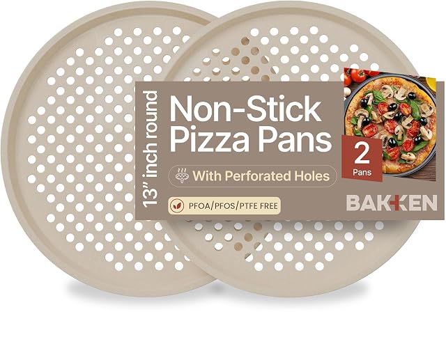 BAKKENMASTER white marble perforated pizza baking pan two pack