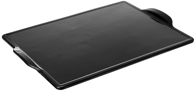 Emile Henry rectangular BBQ ceramic pizza grill and oven stone with handles