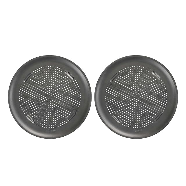 GoodCook AirPerfect nonstick perforated pizza pans set of two with cutting guides