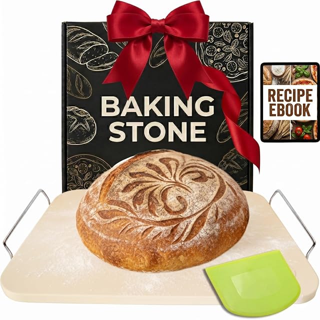 Ritual Life cordierite bread baking stone 15 inch with handles and carrying tray