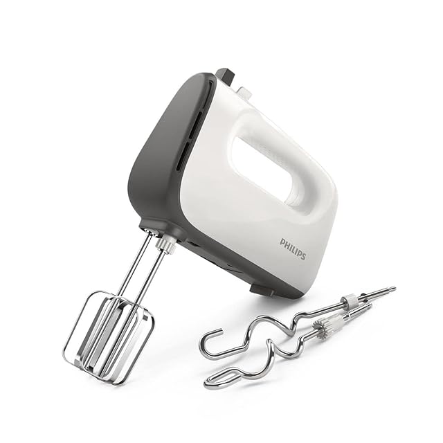 Philips HR3741/00 hand mixer in white with cone-shaped beaters