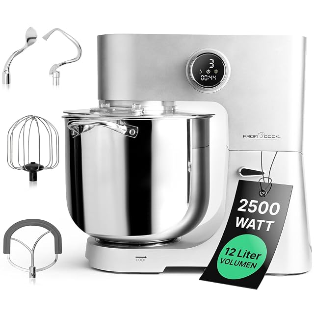 ProfiCook PC-KM 1254 stand mixer in titanium with 12-liter bowl