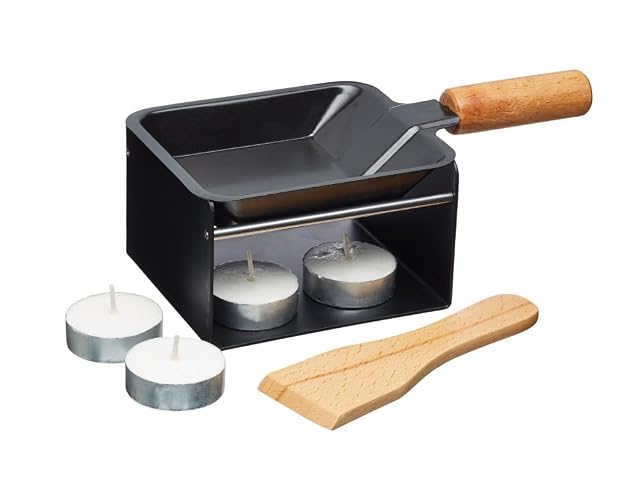 Artesa mini raclette grill cheese melter set for two with non-stick pan and candles