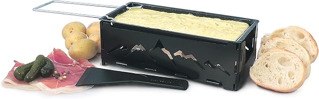 Swissmar Nordic foldable candlelight raclette in black with non-stick dish
