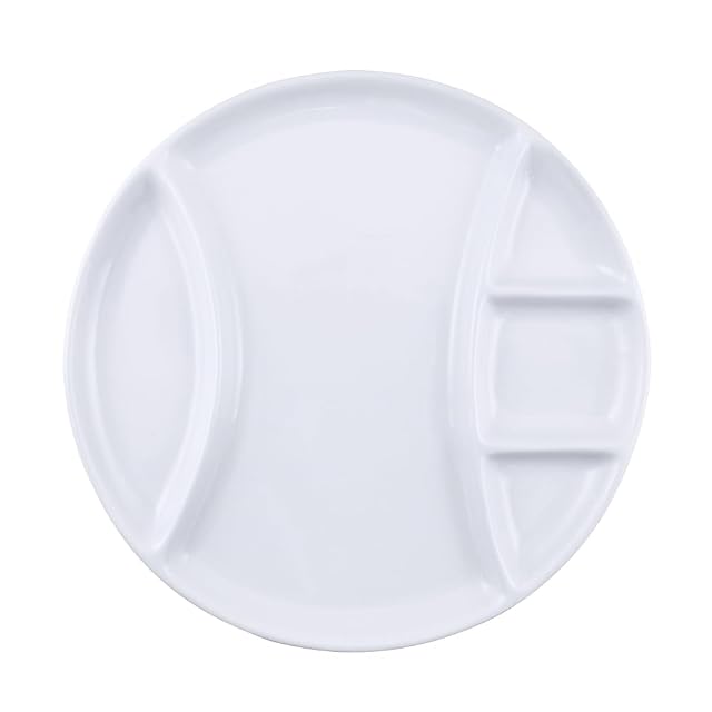 Swissmar raclette and fondue porcelain plates set of four with five compartments