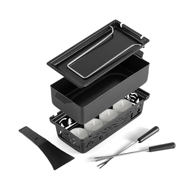 Swissmar Tandem candlelight fondue and raclette set 2-in-1 table design