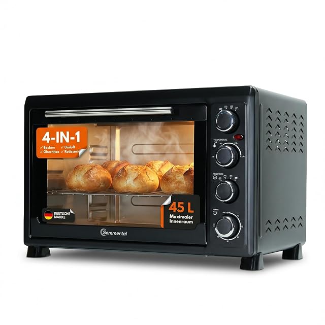 Sommertal 45-liter mini oven with rotisserie spit and interior light