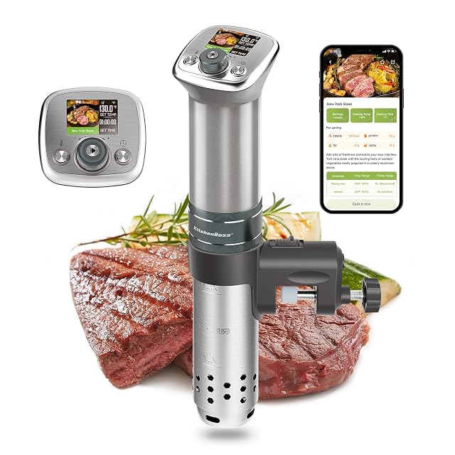 KitchenBoss G320PS WiFi sous vide cooker with magnetic knobs and TFT display