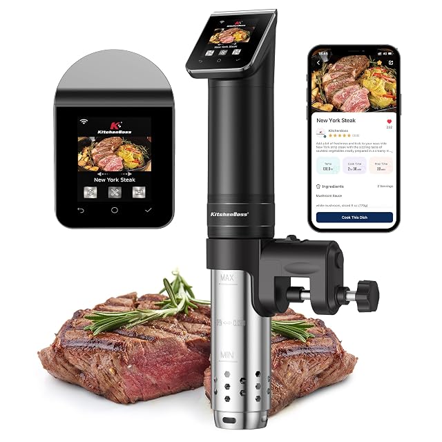KitchenBoss G330 WiFi sous vide cooker with color TFT touchscreen