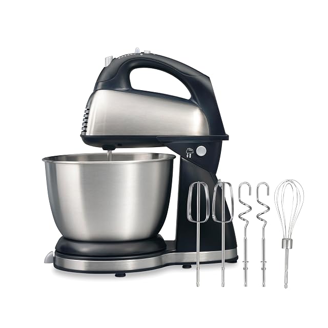 Hamilton Beach Classic stand and hand mixer black and stainless with 4 quart bowl