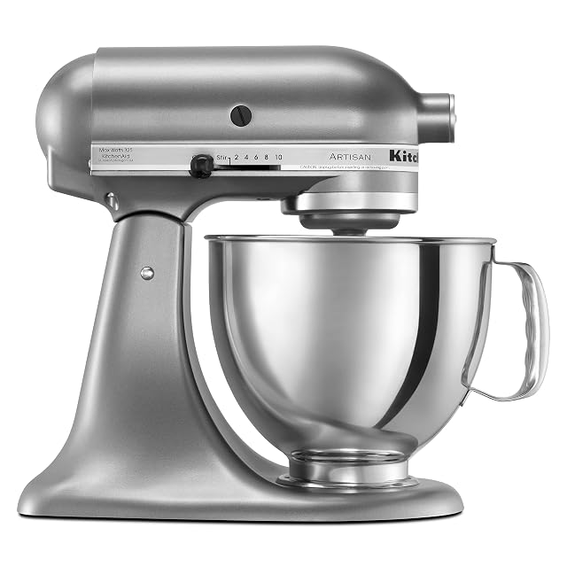KitchenAid Artisan 5 quart tilt head stand mixer in contour silver