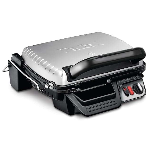 Tefal GC3060 contact grill opened flat showing both grill plates